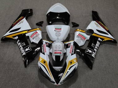 2005-2006 Kawasaki ZX6R Motorcycle Fairings - White Black Gold Red Rizoma Playboy