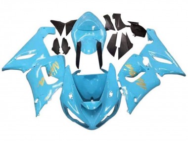2005-2006 Kawasaki ZX6R Motorcycle Fairings - Light Blue Gold