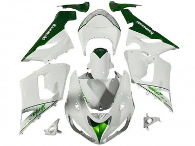 2005-2006 Kawasaki ZX6R Motorcycle Fairings - White Green