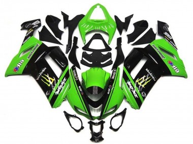 2007-2008 Kawasaki ZX6R Motorcycle Fairings - Green Black Monster Elf