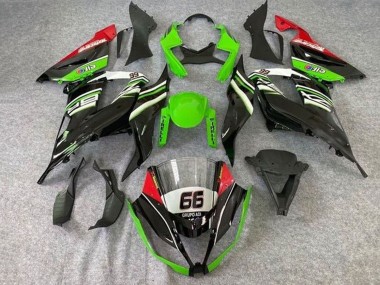 2013-2018 Kawasaki ZX6R Motorcycle Fairings - Green White Black Red Elf 66