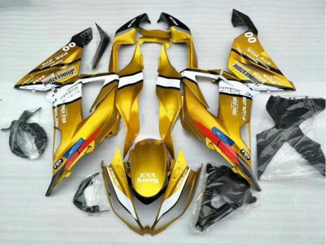 2013-2018 Kawasaki ZX6R Motorcycle Fairings - Gold White Black