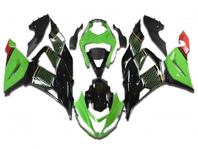 2013-2018 Kawasaki ZX6R Motorcycle Fairings - Green Black Red Honeycomb