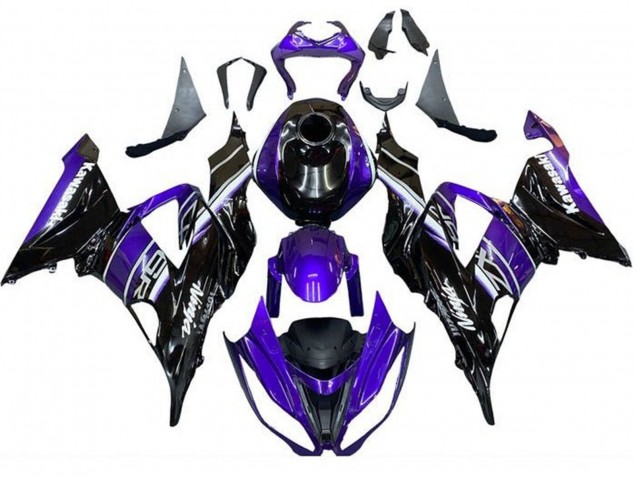 2013-2018 Kawasaki ZX6R Motorcycle Fairing - Blue Glossy Black