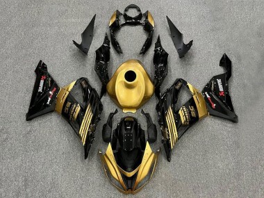 2013-2018 Kawasaki ZX6R Motorcycle Fairings - Gold Glossy Black