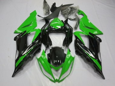 2013-2018 Kawasaki ZX6R Motorcycle Fairing - Green Glossy Black