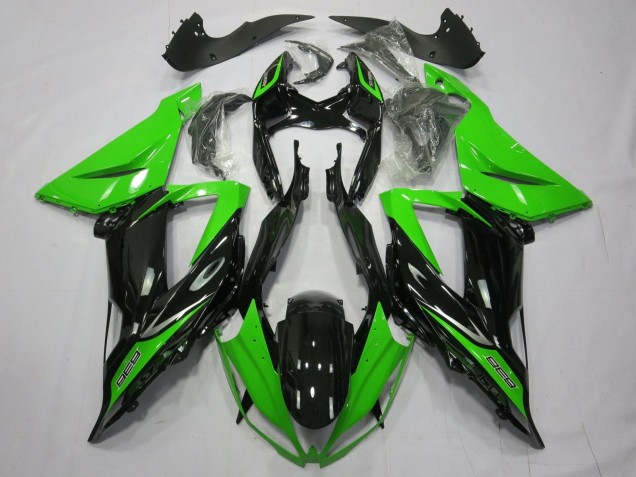 2013-2018 Kawasaki ZX6R Motorcycle Fairings - Green Glossy Black