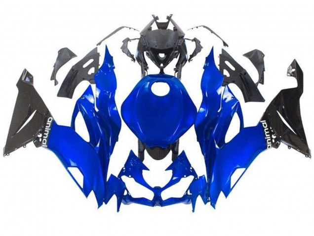 2019-2022 Kawasaki ZX6R Motorcycle Fairings - Blue Glossy Black