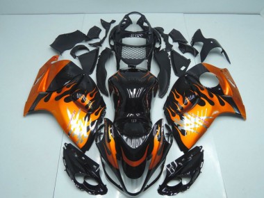 2008-2020 Glossy Black Orange Flame Suzuki GSXR 1300 Hayabusa Motorcycle Fairings
