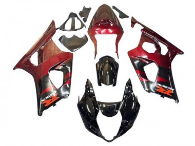 2003-2004 Suzuki GSXR 1000 Motorcycle Fairings - Red Glossy Black