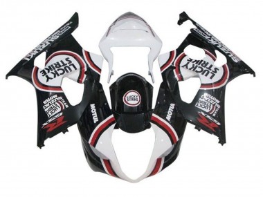 2003-2004 Suzuki GSXR 1000 Motorcycle Fairings - White Black Red Lucky Strike