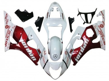 2003-2004 Suzuki GSXR 1000 Motorcycle Fairings - White Red Jordan
