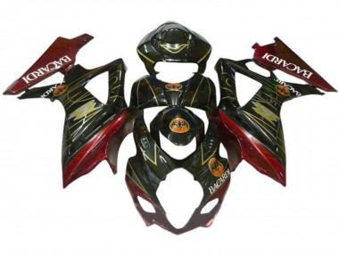 2005-2006 Suzuki GSXR 1000 Motorcycle Fairings - Black Red Gold BACARDI