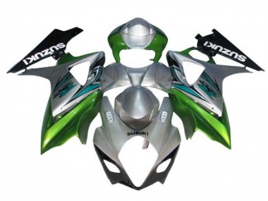 2005-2006 Suzuki GSXR 1000 Motorcycle Fairings - Silver Green Black