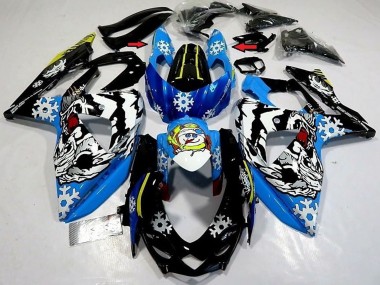 2009-2016 Suzuki GSXR 1000 Motorcycle Fairings - Blue Black White Snow