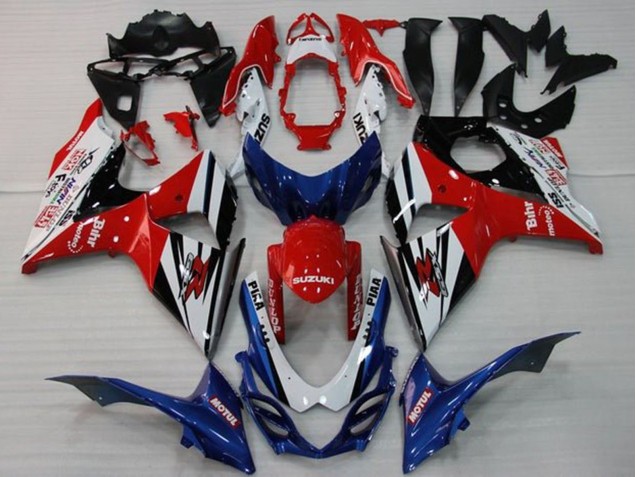2009-2016 Suzuki GSXR 1000 Motorcycle Fairings - White Red Blue Black Stripe