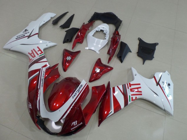2011-2024 Suzuki GSXR 600 / GSXR 750 Motorcycle Fairings - Candy Red White Fiat