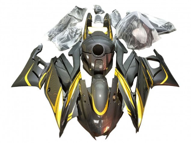 2022-2024 Yamaha YZF R3/R25 Motorcycle Fairings - Gold Black Carbon Fiber Style