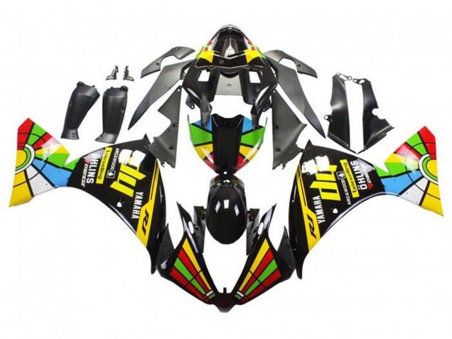 2009-2011 Yamaha YZF 1000 R1 Motorcycle Fairings - Glossy Black HP Color Wheel
