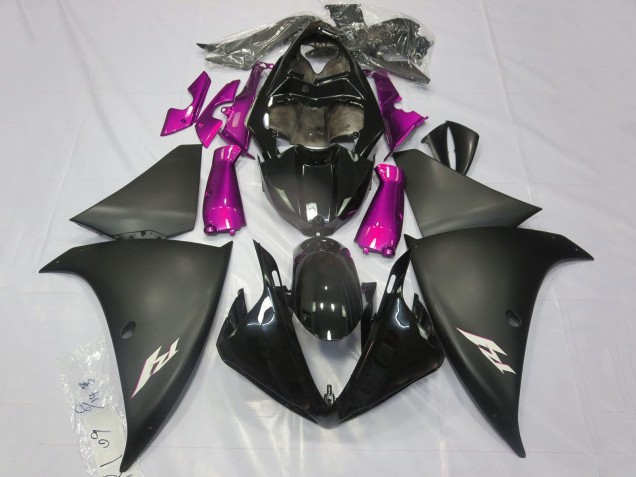 2012-2014 Yamaha YZF 1000 R1 Motorcycle Fairings - Glossy Black Matte Black Pink
