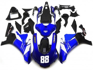 2015-2019 Yamaha YZF 1000 R1 Motorcycle Fairings - Blue White Glossy Black Akropovic