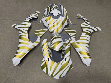 2015-2019 Yamaha YZF 1000 R1 Motorcycle Fairings - White Gold Zebra