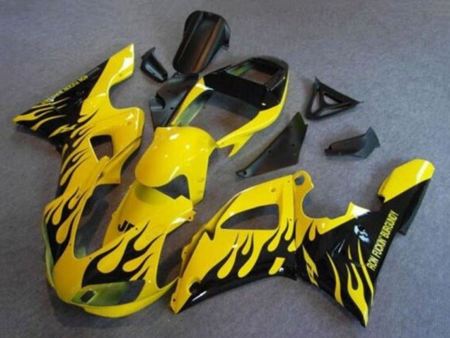 1998-1999 Yamaha YZF 1000 R1 Motorcycle Fairings - Yellow Black Flame