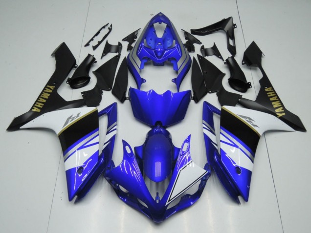 2007-2008 Yamaha YZF 1000 R1 Motorcycle Fairings - Blue White Black Gold Decal