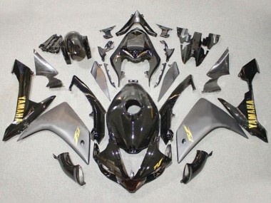 2007-2008 Yamaha YZF 1000 R1 Motorcycle Fairings - Grey Glossy Black Gold Decal