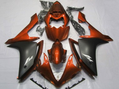 2007-2008 Yamaha YZF 1000 R1 Motorcycle Fairings - Orange Matte Black