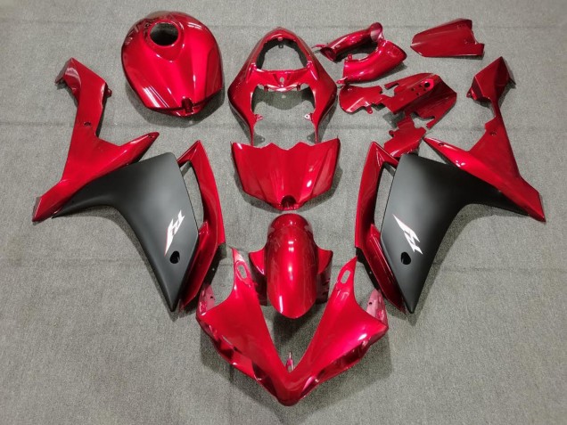 2007-2008 Yamaha YZF 1000 R1 Motorcycle Fairings - Red Matte Black