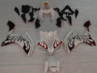 2007-2008 Yamaha YZF 1000 R1 Motorcycle Fairings - White Red Black Flame