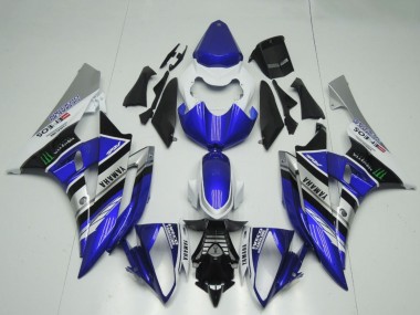 2006-2007 Yamaha YZF R6 Motorcycle Fairings - White Blue Silver Black ENEOS Monster