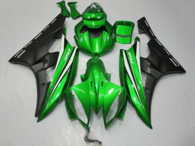 2006-2007 Yamaha YZF R6 Motorcycle Fairings - Green White Matte Black