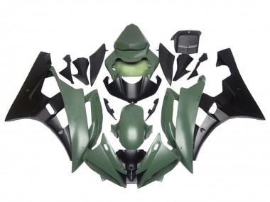 2006-2007 Yamaha YZF R6 Motorcycle Fairings - Army Green Matte Black