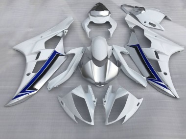 2006-2007 Yamaha YZF R6 Motorcycle Fairings - White Silver Blue Black