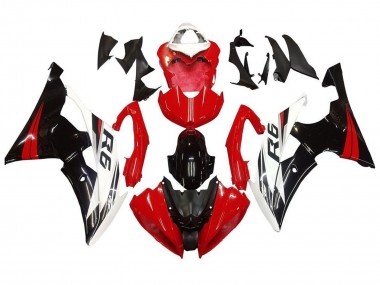 2008-2016 Yamaha YZF R6 Motorcycle Fairing Kits - White Red Glossy Black