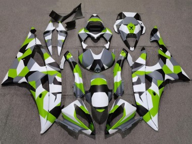 2008-2016 Yamaha YZF R6 Motorcycle Fairings - White Green Grey Black Camouflage