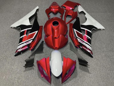 2008-2016 Yamaha YZF R6 Motorcycle Fairings - White Red Glossy Black Stripe