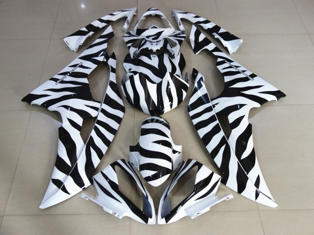 2008-2016 Yamaha YZF R6 Motorcycle Fairings - White Black Zebra
