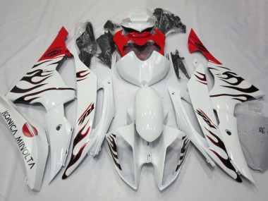 2008-2016 Yamaha YZF R6 Motorcycle Fairings - White Red Black Flame
