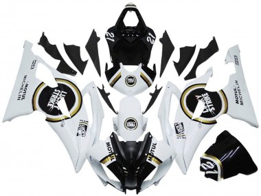 2008-2016 Yamaha YZF R6 Motorcycle Fairings - White Black Lucky Strike