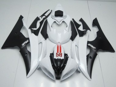 2008-2016 Yamaha YZF R6 Motorcycle Fairings - White Red Matte Black 58