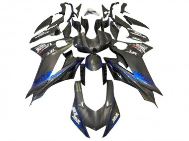 2017-2023 Yamaha YZF R6 Motorcycle Fairings - Blue Black Faux Carbon Fiber