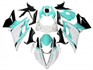 2013-2016 Triumph Daytona 675 Triple Motorcycle Fairings - White Turquoise Blue Glossy Black