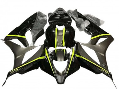 2007-2008 Honda CBR600RR Motorcycle Fairings - Glossy Black High Viz Yellow
