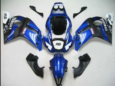 1998-2002 Yamaha YZF 600 R6 Motorcycle Fairings - Blue White Matte Black