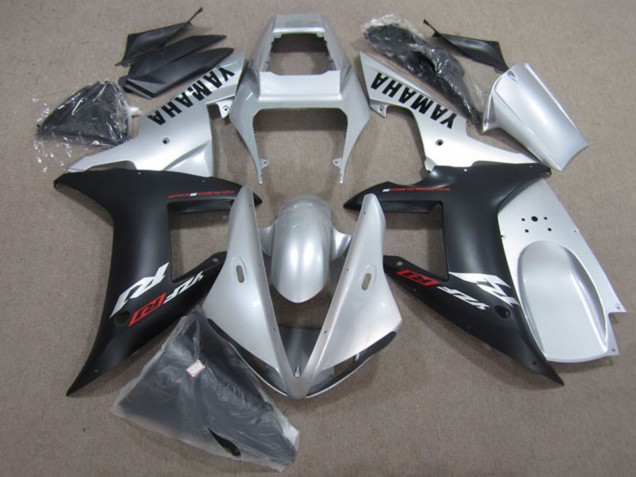 2002-2003 Yamaha YZF R1 Motorcycle Fairing Kits - Silver Matte Black
