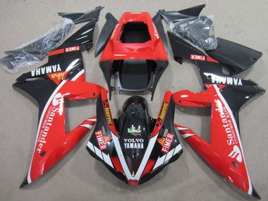 2004-2006 Yamaha YZF R1 Motorcycle Fairings - Red White Glossy Black Santander