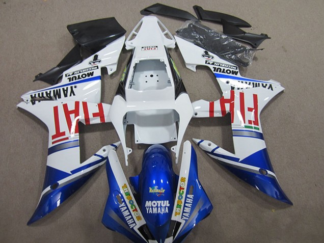 2004-2006 Yamaha YZF R1 Motorcycle Fairings - White Blue Red Fiat Motul